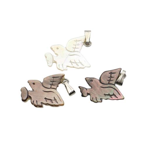 Seemuschel Anhänger, mit Wachsschnur & Eisen, Vogel, DIY, keine, 15x22mm, verkauft von PC