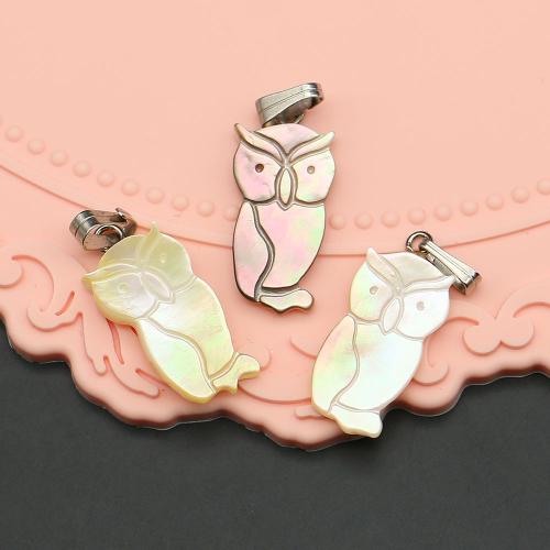 Seemuschel Anhänger, mit Wachsschnur & Eisen, Eule, DIY, keine, 10x23mm, verkauft von PC