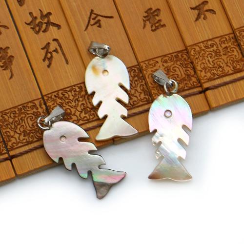 Black+Lip+Shell Anhänger, mit Wachsschnur & Eisen, Fischgräte, DIY, gemischte Farben, 10x23mm, verkauft von PC