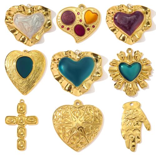 Emaille Edelstahl Anhänger, 304 Edelstahl, goldfarben plattiert, DIY & mit Strass, keine, 3PCs/Tasche, verkauft von Tasche