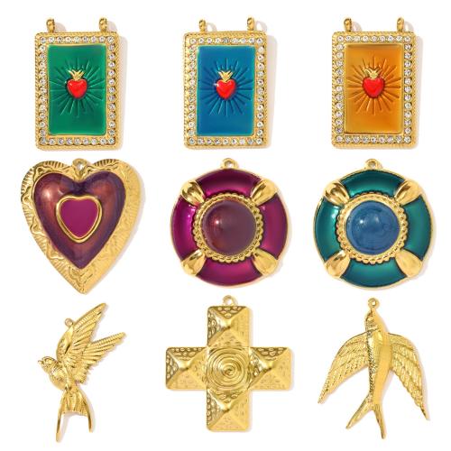 Emaille Edelstahl Anhänger, 304 Edelstahl, goldfarben plattiert, DIY & mit Strass, keine, 3PCs/Tasche, verkauft von Tasche