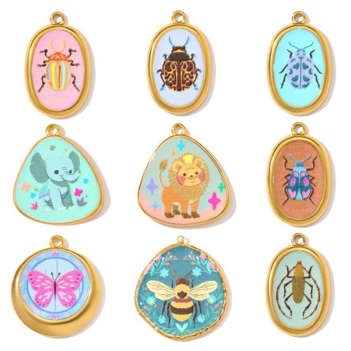 Enamel Stainless Steel Pendant, 304 Stainless Steel, gold color plated, DIY [