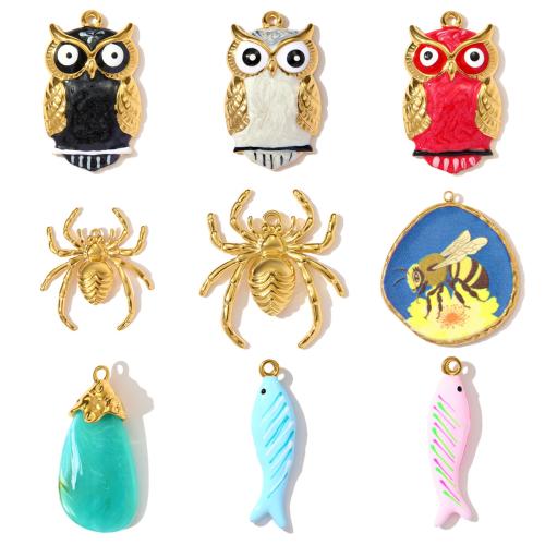 Emaille Edelstahl Anhänger, 304 Edelstahl, goldfarben plattiert, DIY, keine, verkauft von PC