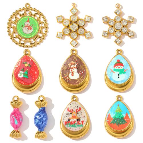 Emaille Edelstahl Anhänger, 304 Edelstahl, goldfarben plattiert, DIY & Micro pave Zirkonia, keine, 3PCs/Tasche, verkauft von Tasche