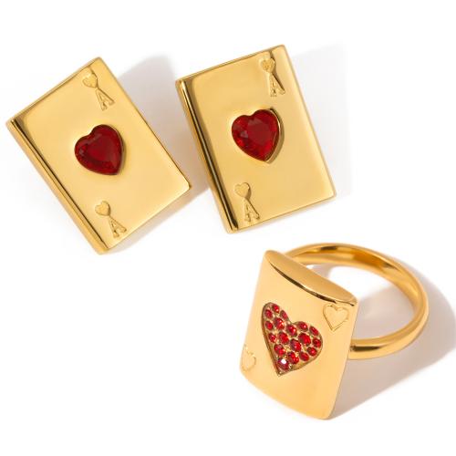 Cubic Zirconia Micro Pave Ensembles de bijoux en acier inoxydable, Acier inoxydable 304, avec zircon cubique, Placage, bijoux de mode & styles différents pour le choix & pour femme, Vendu par PC