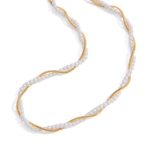 Parures de bijoux en acier inoxydable, Acier inoxydable 304, avec perle de plastique, Placage, bijoux de mode & styles différents pour le choix & pour femme, doré, Vendu par PC