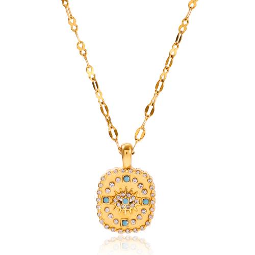 Cubic Zirconia Micro Pave Ensembles de bijoux en acier inoxydable, Acier inoxydable 304, avec zircon cubique & turquoise synthétique, Placage, bijoux de mode & styles différents pour le choix & pour femme, Vendu par PC