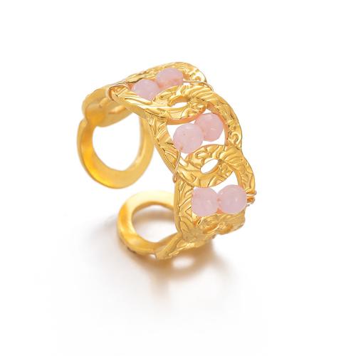 Bague en acier inoxydable, Acier inoxydable 304, avec résine, Placage, bijoux de mode & pour femme & creux, doré, Vendu par PC