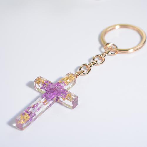 Resin Key Chain, with Zinc Alloy, Cross, epoxy gel, Unisex 110mm 