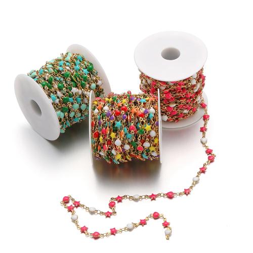 Stainless Steel Chain Jewelry, 304 Stainless Steel, gold color plated, DIY & enamel 