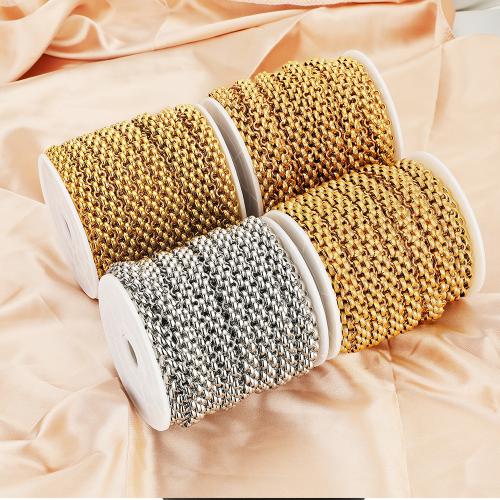 Chaîne d'acier inoxydable Rolo, Acier inoxydable 304, Placage de couleur d'or, DIY, plus de couleurs à choisir, Vendu par m