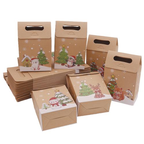 Kraft Caja de  regalos de Navidad, chapado en color dorado, Diseño de Navidad & Bricolaje, más colores para la opción, 24PCs/Set, Vendido por Set