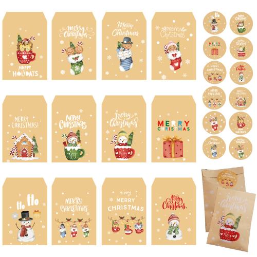 Kraft Bolsa de regalos de Navidad, Impresión, Diseño de Navidad & Bricolaje, más colores para la opción, 48PCs/Set, Vendido por Set