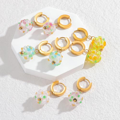 Boucle d'oreille goutte inox, Acier inoxydable 304, avec chalumeau, Placage de couleur d'or, bijoux de mode & pour femme, plus de couleurs à choisir, Vendu par paire