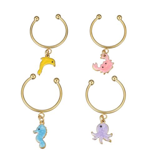 Émail Bague en Acier inoxydable , Acier inoxydable 304, Placage de couleur d'or, styles différents pour le choix & pour femme & émail, plus de couleurs à choisir, Vendu par PC