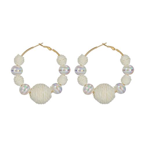 Boucle d'oreille en acier inoxydable Dangle, Acier inoxydable 304, avec cordon de polyester & plastique, Placage de couleur d'or, bijoux de mode & pour femme, Vendu par paire