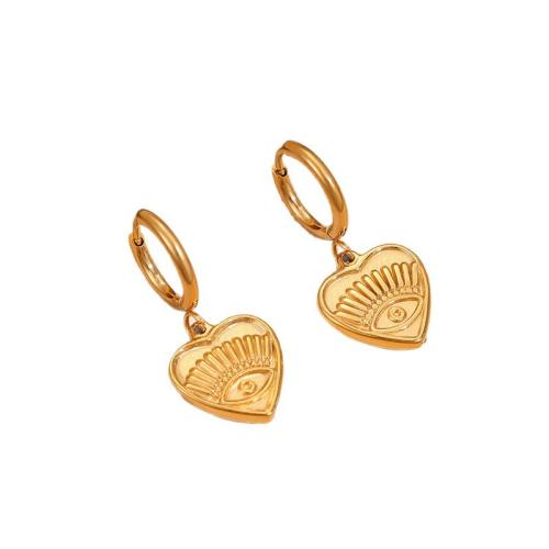 Boucle d'oreille goutte inox, Acier inoxydable 304, avec turquoise synthétique, Plaqué or 18K, bijoux de mode & styles différents pour le choix & pour femme, Vendu par paire