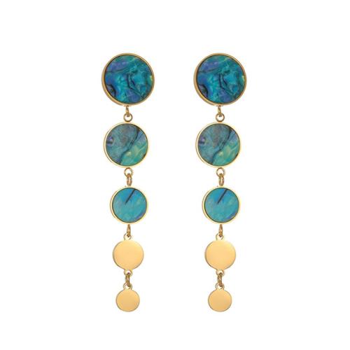 Boucle d'oreille goutte inox, Acier inoxydable 304, avec turquoise synthétique, Placage de couleur d'or, bijoux de mode & différents matériaux pour le choix & pour femme, Vendu par paire