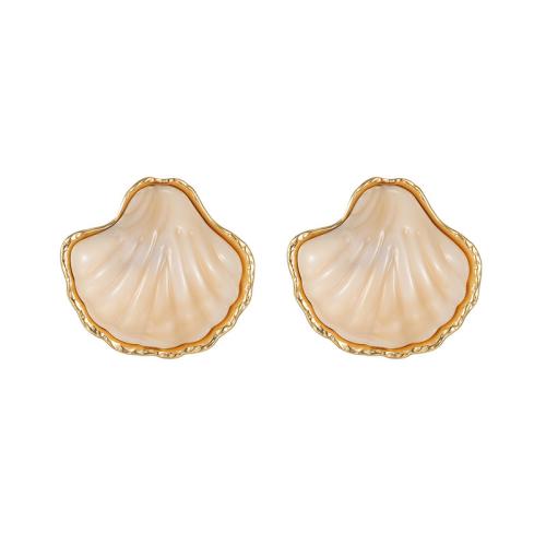 Серьги из нержавеющей стали, Нержавеющая сталь 304, с канифоль, Раковина, плакирован золотом, ювелирные изделия моды & Женский, Много цветов для выбора, продается Пара