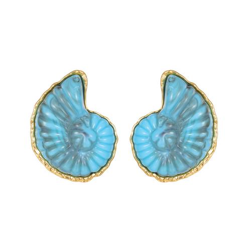 Серьги из нержавеющей стали, Нержавеющая сталь 304, с канифоль, Ракушка, плакирован золотом, ювелирные изделия моды & Женский, Много цветов для выбора, продается Пара