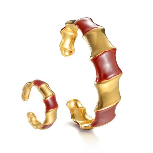 Conjuntos de joyería de acero inoxidable de esmalte, acero inoxidable 304, chapado, diferentes estilos para la opción & para mujer, más colores para la opción, Vendido por UD