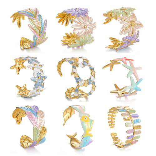 Bracelet en acier inoxydable, Acier inoxydable 304, Placage de couleur d'or, styles différents pour le choix & pour femme & émail, plus de couleurs à choisir, Vendu par PC