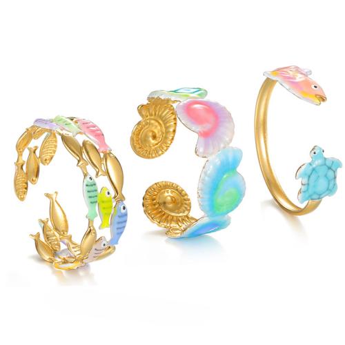 Bracelet en acier inoxydable, Acier inoxydable 304, Placage de couleur d'or, styles différents pour le choix & pour femme & émail, Vendu par PC