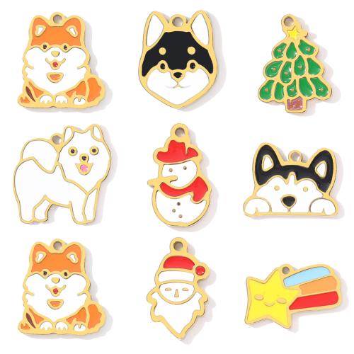 Emaille Edelstahl Anhänger, 304 Edelstahl, plattiert, Weihnachts-Design & DIY, keine, 3PCs/Tasche, verkauft von Tasche