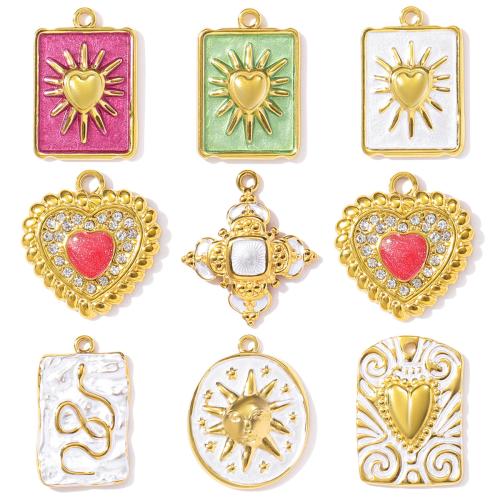 Emaille Edelstahl Anhänger, 304 Edelstahl, plattiert, DIY & mit Strass, keine, 3PCs/Tasche, verkauft von Tasche