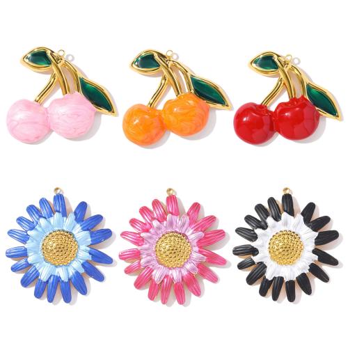 Emaille Edelstahl Anhänger, 304 Edelstahl, plattiert, DIY, keine, 3PCs/Tasche, verkauft von Tasche