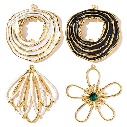 Emaille Edelstahl Anhänger, 304 Edelstahl, mit Glasstein, plattiert, DIY & hohl, keine, 3PCs/Tasche, verkauft von Tasche