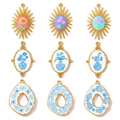 Emaille Edelstahl Anhänger, 304 Edelstahl, plattiert, DIY, keine, 3PCs/Tasche, verkauft von Tasche