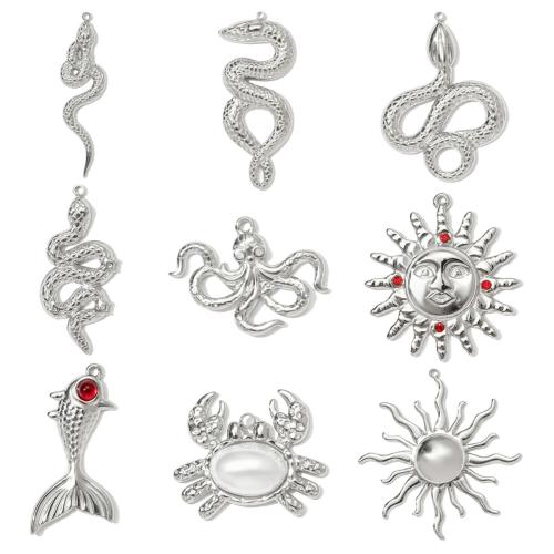 Stainless Steel Pendants, 304 Stainless Steel, with ABS Plastic Pearl & Resin, plated, DIY, silver color 