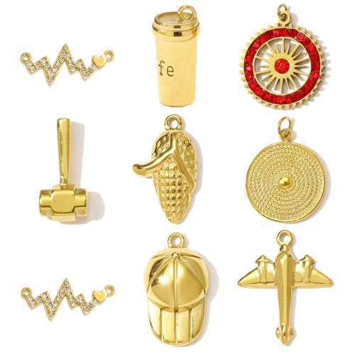 Stainless Steel Pendants, 304 Stainless Steel, plated, DIY & with rhinestone 