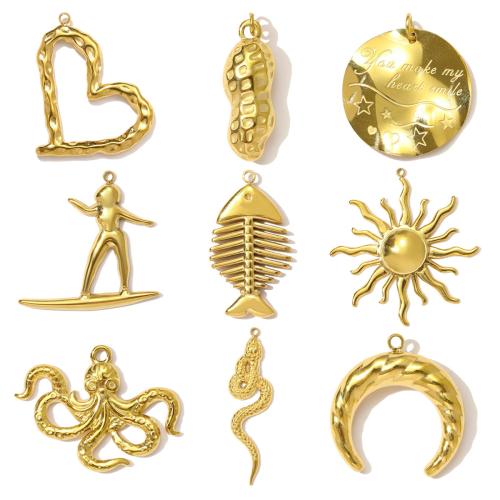 Stainless Steel Pendants, 304 Stainless Steel, plated, DIY, golden 