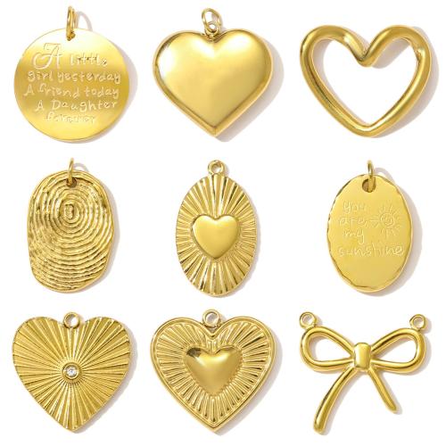 Stainless Steel Pendants, 304 Stainless Steel, plated, DIY & with rhinestone, golden 