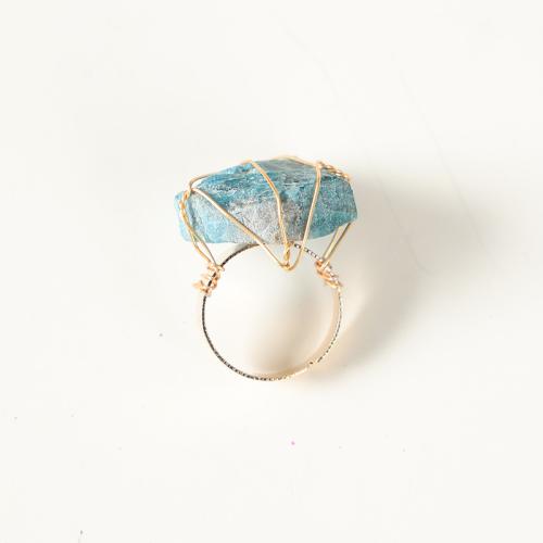 Gemstone Brass Finger Ring, with Natural Stone, fashion jewelry & for woman 