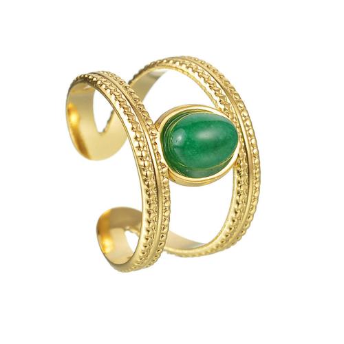 Bague en acier inoxydable, Acier inoxydable 304, avec résine, Placage, bijoux de mode & pour femme & creux, doré, Vendu par PC