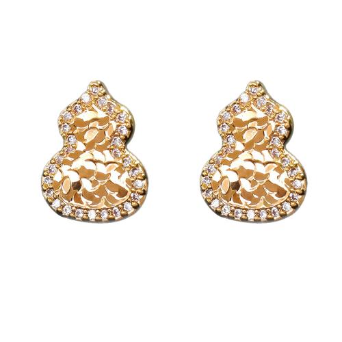 Befestiger Zirkonia Messing Ohrring, Kalebasse, 18K vergoldet, Modeschmuck & Micro pave Zirkonia & für Frau, 33x6mm, verkauft von Paar