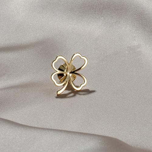 Zinc Alloy Brooch, Four Leaf Clover, gold color plated, for woman & hollow 