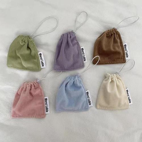 Cloth Jewelry Pouches, Corduroy, Rectangle, dustproof, Random Color 