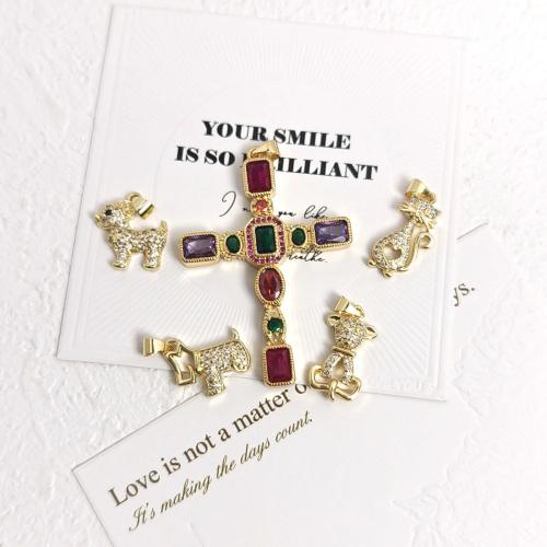 Cubic Zirconia Micro Pave Brass Pendant, plated, DIY & micro pave cubic zirconia 