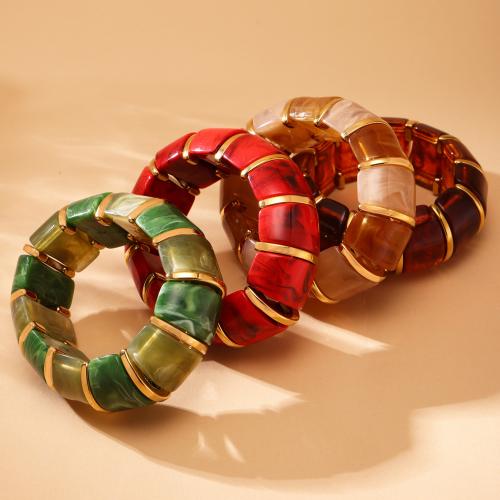 Bracelet en acier inoxydable, Acier inoxydable 304, avec résine, Placage de couleur d'or, bijoux de mode, plus de couleurs à choisir, Vendu par PC