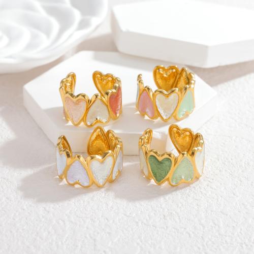 Émail Bague en Acier inoxydable , Acier inoxydable 304, Placage de couleur d'or, bijoux de mode & pour femme & émail, plus de couleurs à choisir, Vendu par PC