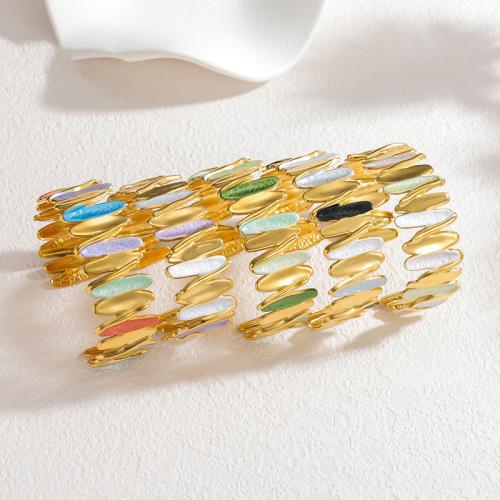 Bracelet en acier inoxydable, Acier inoxydable 304, Placage de couleur d'or, bijoux de mode & pour femme & émail, plus de couleurs à choisir, Vendu par PC