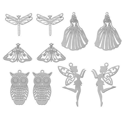 Stainless Steel Hollow Pendant, 201 Stainless Steel, platinum color plated, DIY 