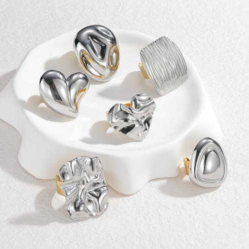 Bague en acier inoxydable, Acier inoxydable 304, Placage, styles différents pour le choix & pour femme & deux tons, Vendu par PC