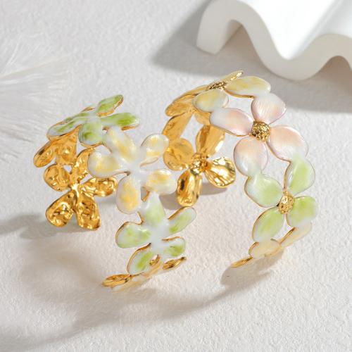 Bracelet en acier inoxydable, Acier inoxydable 304, Placage de couleur d'or, styles différents pour le choix & pour femme & émail & creux, multicolore, Vendu par PC