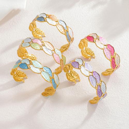 Bracelet en acier inoxydable, Acier inoxydable 304, Placage de couleur d'or, pour femme & émail & creux, plus de couleurs à choisir, Vendu par PC