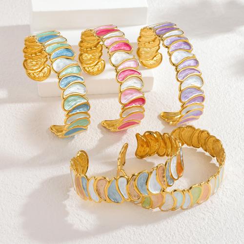 Bracelet en acier inoxydable, Acier inoxydable 304, Placage de couleur d'or, bijoux de mode & pour femme & émail, plus de couleurs à choisir, Vendu par PC